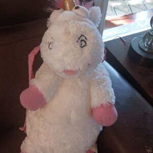 Universal Studios Despicable Me Unicorn Plush Backpack It's So Fluffy!